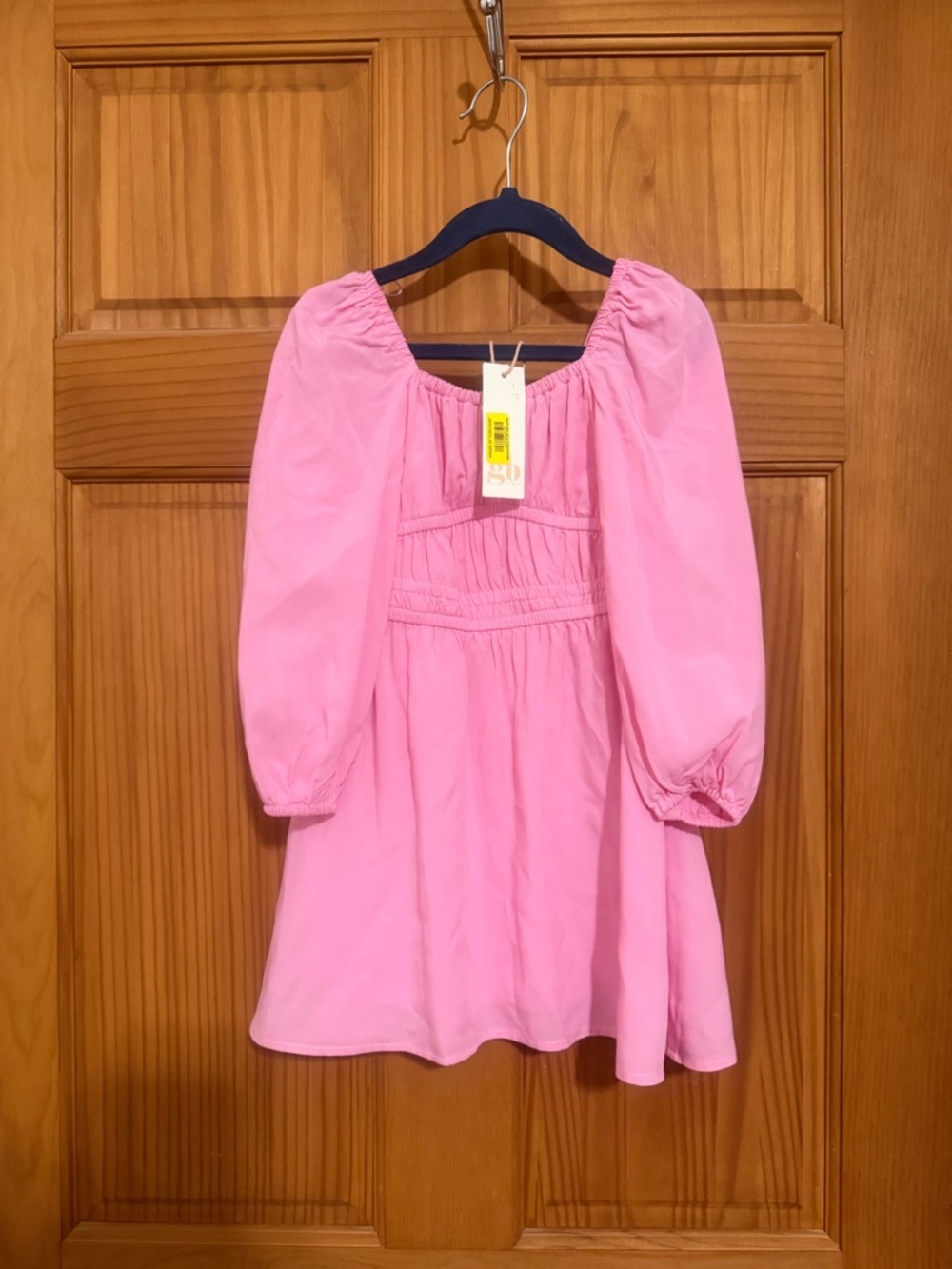 Gianni Bini Girls Pink Elastic-Neck Puff Sleeve Dress 4t